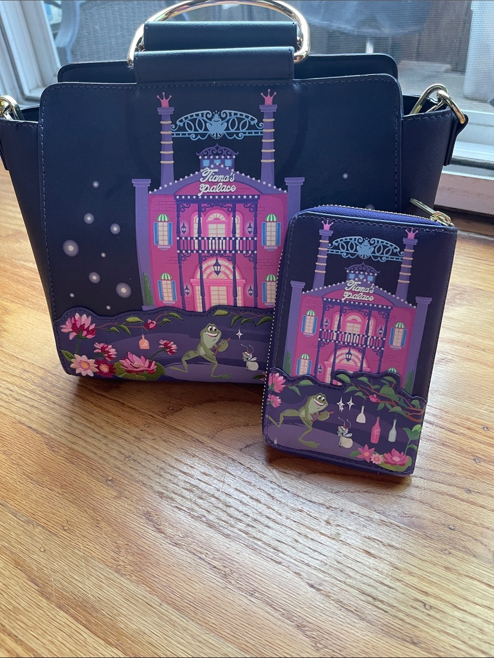 Disney Navy Purple Pink Tiana’s Palace Satchel & Wallet Set